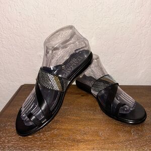 Italian Shoemakers Toe Ring Jeweled Embellished Sandal Shoes